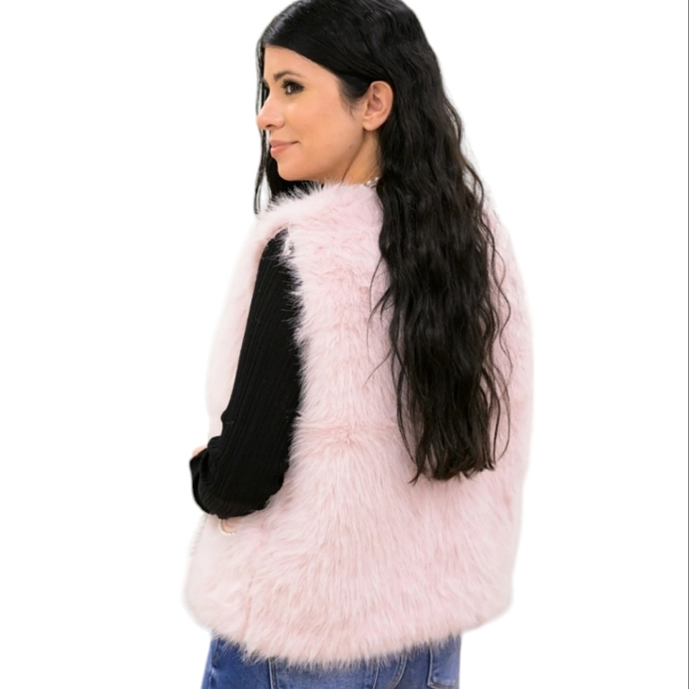 Vintage Light Pink Faux fur vest